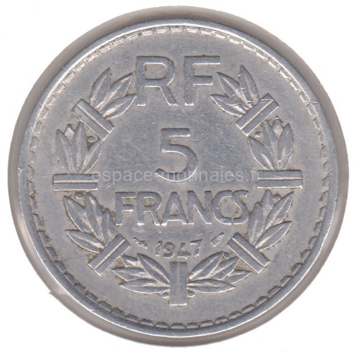 5 Francs Lavrillier France 1947 9 Ouvert Espace Monnaies